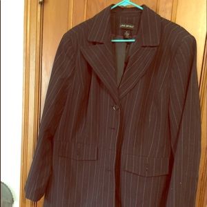 Lane Bryant 20 chocolate pink pinstripe blazer